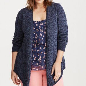 Needle Stitch Draped Front Cardigan